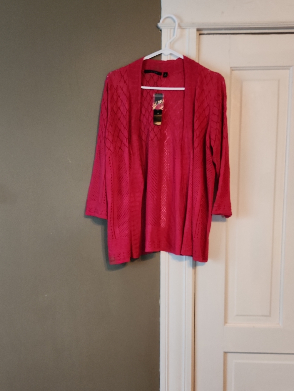 Cyrus Open-Knit Cardigan in Bright Pink